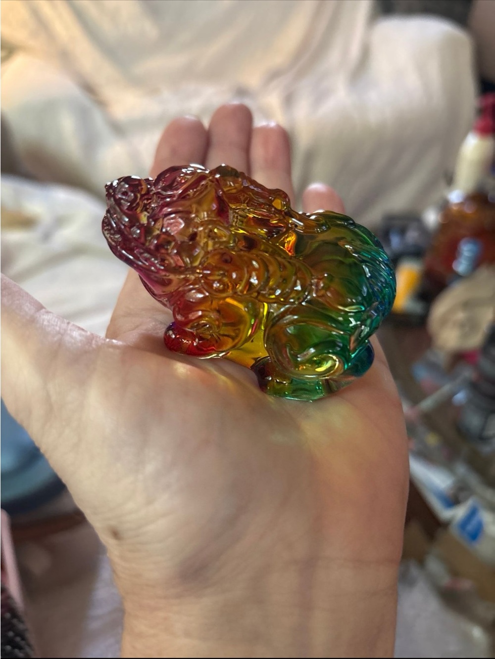 Multicolor Glass Foo Dog Figurine - Handblown Home Accent